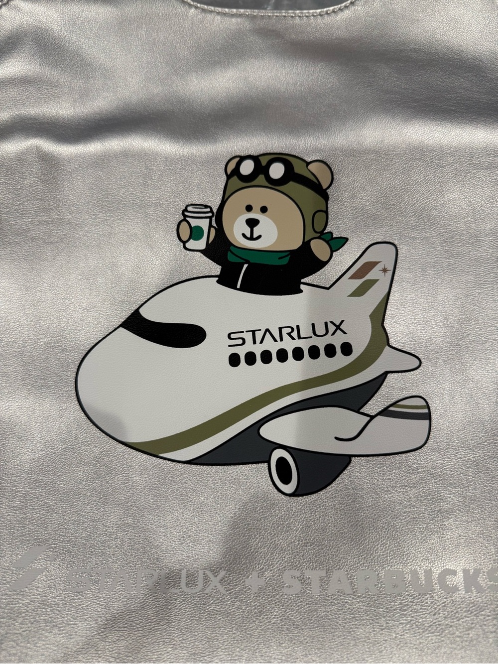 Starbucks + Starlux Taiwan Exclusive Aviation Silver Tote Bag New - Picture 3 of 9